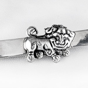 Foo Hundebinder in Sterling Silber, Fu Hundebinde Sterling Silber Bar, Traditionelle chinesische Hündchen Tie Bar in Sterling Silber
