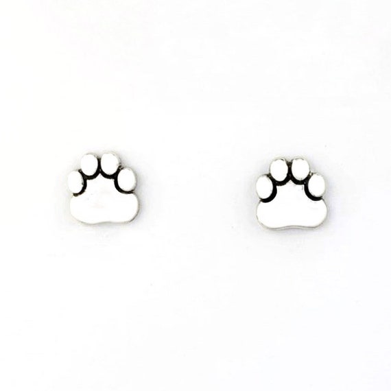 Small Paw Prints Sterling Silver Post Earrings, P… - image 2