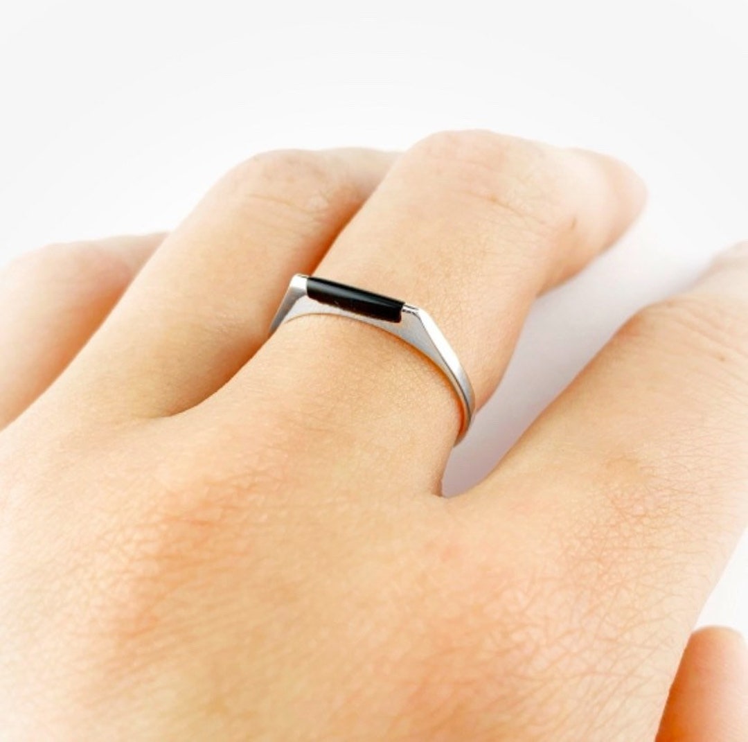 Minimalist Black Onyx Sterling Silver Ring, Thin Black Onyx Band, Stacking Ring in Silver, Black Onyx Stone Ring, Black Ring - Etsy Minimalist Black Onyx Sterling Silver Ring, Thin Black Onyx Band, Stacking Ring in Silver, Black Onyx Stone Ring, Black Ring - Etsy