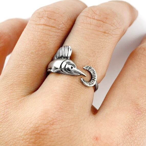 Swordfish Sterling Silver Ring - Adjustable Fish … - image 4