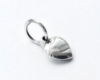 Tiny Silver Heart Sterling Silver Charm, Silver Heart Pendant, Little Heart Charm in Sterling Silver, Puffy Silver Heart in Sterling Silver