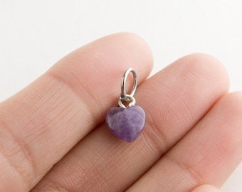 Amethyst Herz Anhänger in Sterling Silber, geschwollene Herz Anhänger, lila Herz Anhänger, natürliche Amethyst Herz, Februar Geburtsstein Herz Schmuck