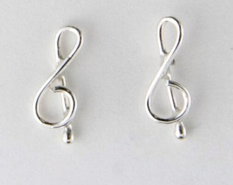 G-Clef Sterling Silver Stud Earrings, Music Note Stud Earrings, Music Earrings, Sterling Silver Studs, Musician Gift, G Clef Jewelry,