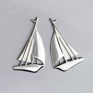 Sloop Sailboat Sterling Silver Stud Earrings, Nautical Earrings, Sailing Sloop Earrings, Sailboat Post Earrings