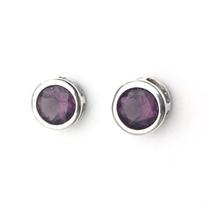 Faceted Amethyst Sterling Silver Stud Earrings, Silver Amethyst Studs, February Birthstone Stud Earrings in Sterling Silver, Amethyst Posts