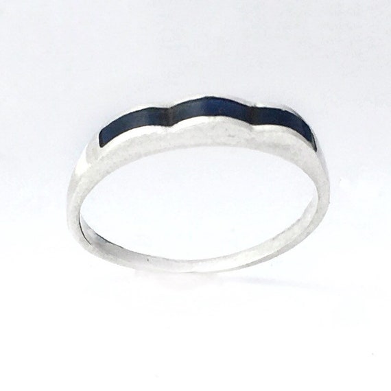 Simplistic Waves Lapis Stacking Ring in Sterling … - image 1