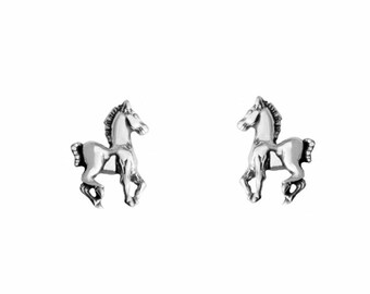 Small Horses Sterling Silver Stud Post Earrings
