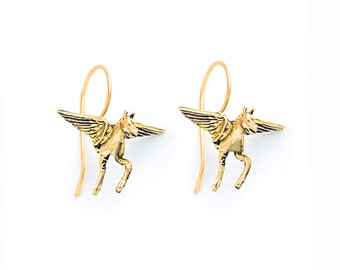 10K Gold Vintage Pegasus Earring, 1970'S Pegasus Gold Earring, Single Earring or Pair, Vintage Pegasus Gold Earring, Solid Gold Earring