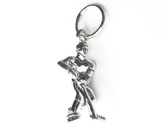 Ice Hockey Player Sterling Silver Charm