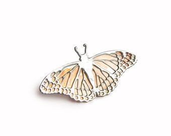 Monarch Schmetterling Sterling Silber Brosche, Gefährdete Monarch Schmetterling Pin, Monarch Schmetterling Pin aus Kupfer und Sterling Silber