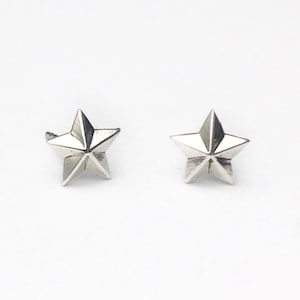 Tiny Sterling Silver Star Stud Earrings: Faceted Hypoallergenic Jewelry