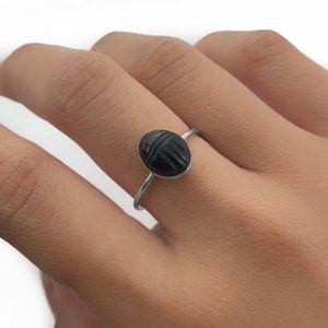 Custom Scarab Stacking Ring in Sterling Silver, Carved Egyptian Scarab Ring, Silver Ring, Choose Your Stone, Egyptian Scarab Ring