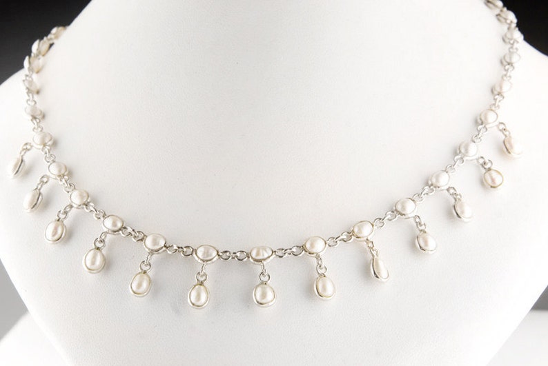 Delicate White Pearl Sterling Silver Necklace