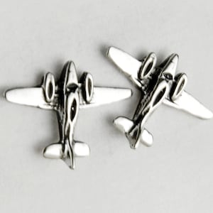 Airplane Sterling Silver Stud Earrings