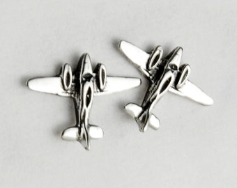 Airplane Sterling Silver Stud Earrings