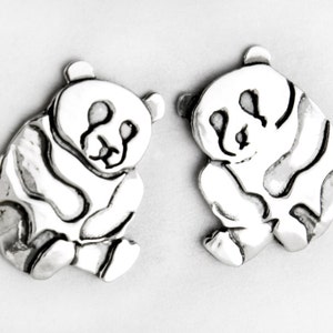 Panda Bear Sterling Silver Stud Earrings