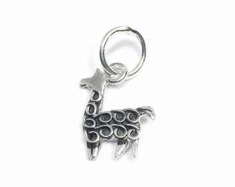 Little Llama Sterling Silver Pendant, Llama Charm
