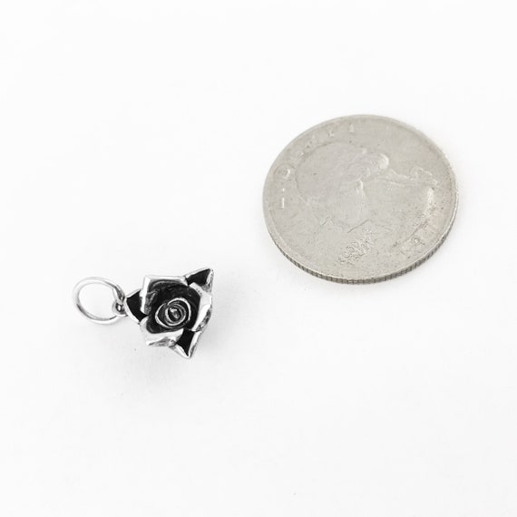 Rose Flower Charm in Sterling Silver, Sterling Si… - image 4