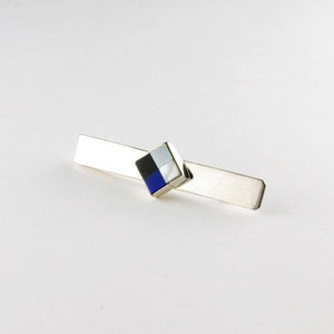 Mehrfarbige Sterling Silber Krawattenklammer (Perlmutt, Hämatit, Onyx, und Lapis Lazuli)
