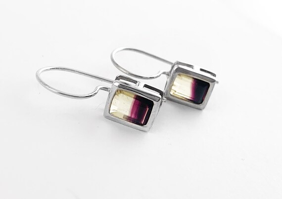 Sterling Silver Rainbow Fluorite Dangle Earrings:… - image 2