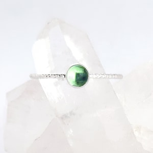 Green Tourmaline Stacking Ring in Faceted Sterling Silver, Tourmaline Ring, Stackable Ring, Minimalist Ring