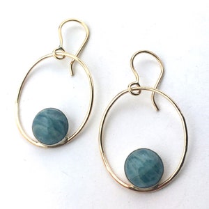 Aquamarine Hoop Earrings in 14k Gold Filled and Sterling Silver, Gold Hoop Earrings, Natural Aquamarine Earrings