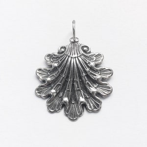 Fancy Seashell Sterling Silver Pendant , Scallop Charm, Sterling Silver Shell Charm, Silver Charm