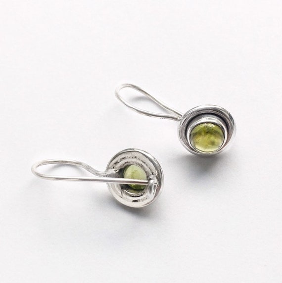 Peridot Dot Sterling Silver Earrings, Simple Peri… - image 3