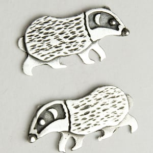 Don&#39;t Badger Me, Badger Sterling Silver Stud Earrings Pair