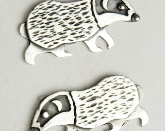 Don't Badger Me, Badger Sterling Silver Stud Earrings Pair