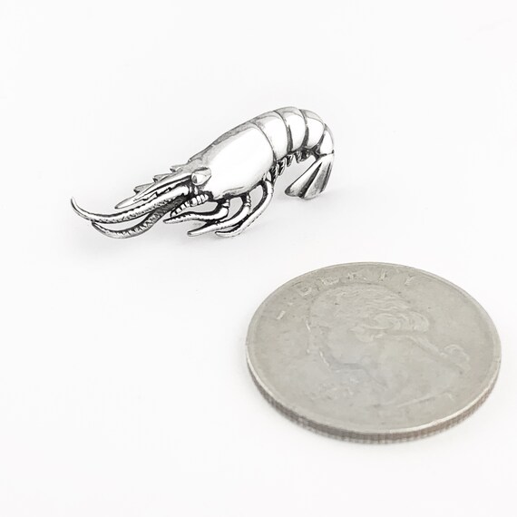 Realistic Shrimp Tie Tack in Sterling Silver, Sil… - image 2