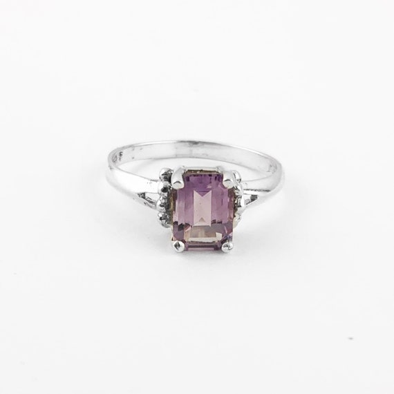 Emerald Cut Amethyst Ring in Sterling Silver, Vin… - image 4