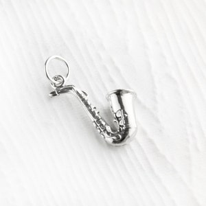 Saxophone Sterling Silver Charm, Saxophone Silver Pendant, Music Pendant, Silver Charm