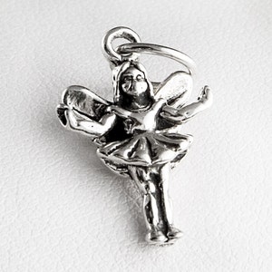 Magical Fairy Charm in Sterling Silver, Fairy Pendant in Sterling Silver, Flying Fairy Charm Pendant in Sterling Silver
