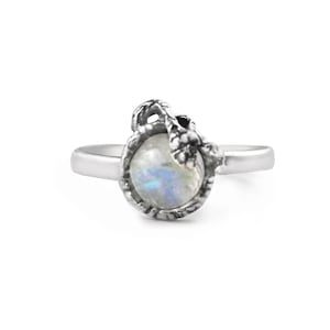 Snake Ring with Moonstone in Sterling Silver, Vintage Snake Ring, Moonstone Snake Ring, Sterling Silver Snake Ring, Moonstone Silver Ring