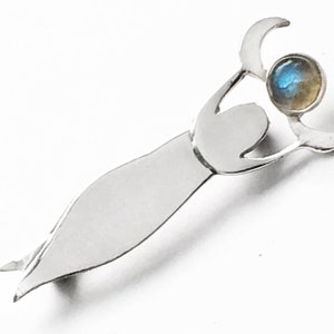 Moon Goddess Sterling Silver and Labradorite Brooch