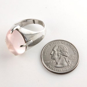 Chunky Rose Quartz and Sterling Silver Ring in Size 8 image 2