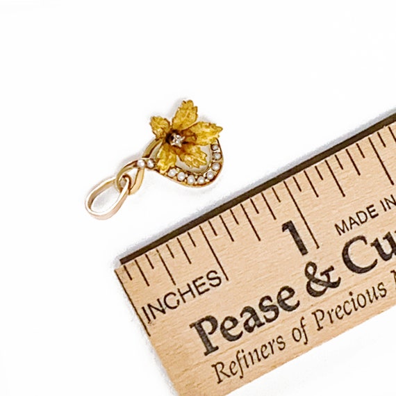 Antique Victorian 10k Gold and Flower Diamond Pen… - image 5