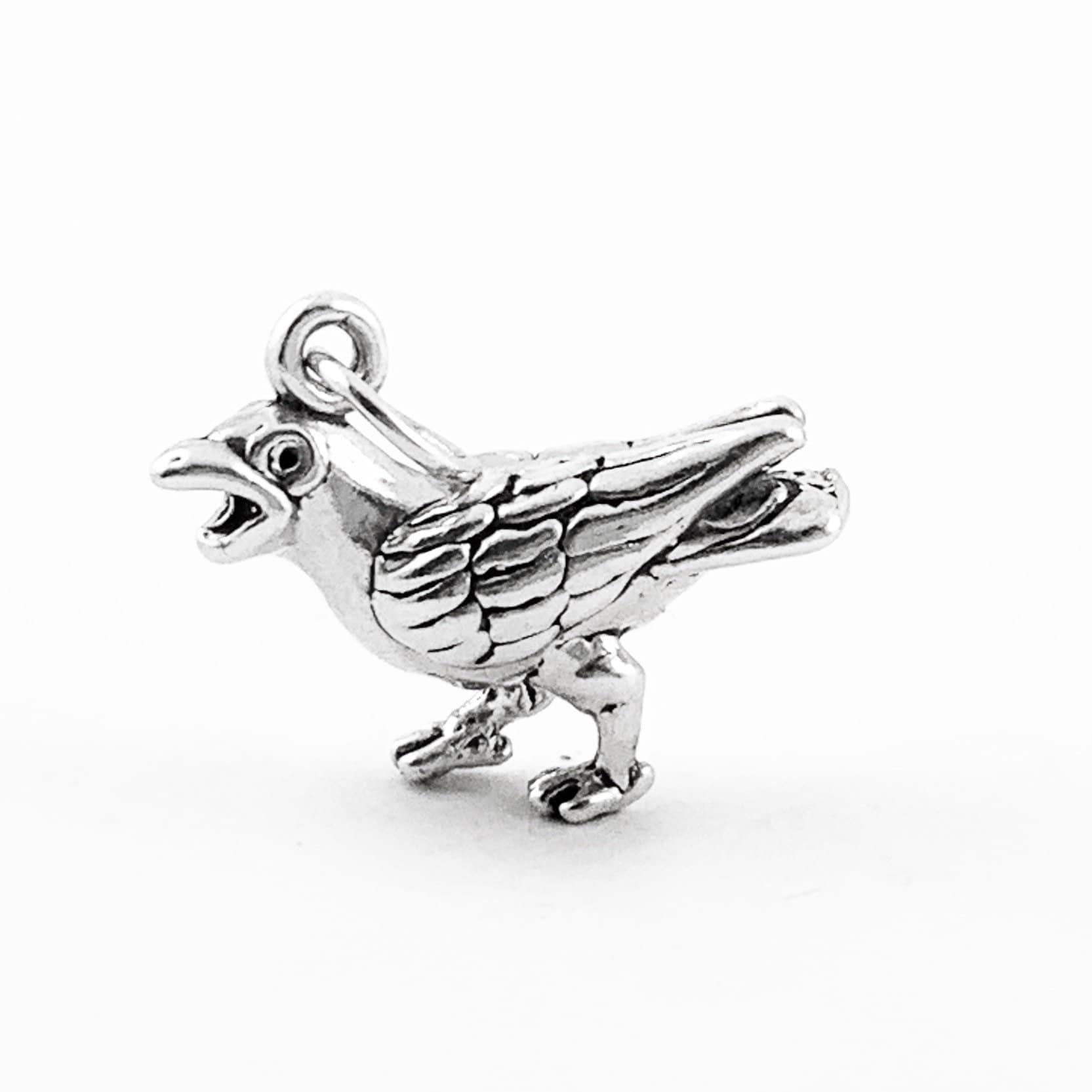 Ciondolo in argento sterling con pietra di luna e corvo: gioielli ispirati alla natura - Italia