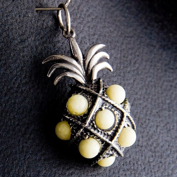 Studded Pineapple Sterling Silver Pendant