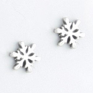 Tiny Snowflake Stud Earrings, Small Snowflake Earrings, Silver Post Earrings, Snowflake Silver Small Earrings image 1