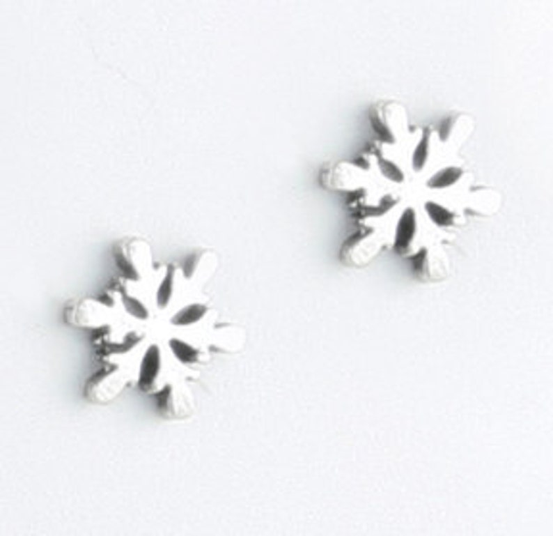 Tiny Snowflake Stud Earrings, Small Snowflake Earrings, Silver Post Earrings, Snowflake Silver Small Earrings image 1