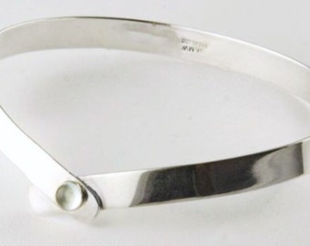 Aquamarine Ribbon Sterling Silver Bangle Bracelet