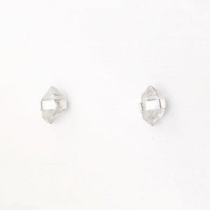 Herkimer Diamond Timy Stud Earrings in Sterling Silver, Raw Herkimer Quartz Earrings image 2