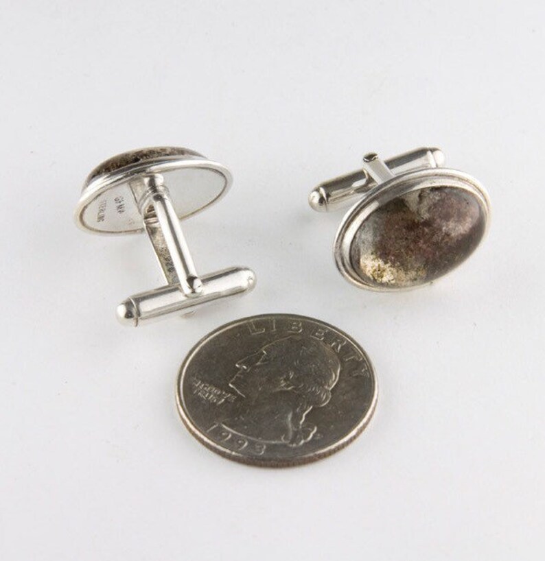 Lodalite Cufflinks in Sterling Silver, Garden Quartz Cufflinks, Sterling Silver Cufflinks, Lodolite Quartz Cufflinks, Phantom Quartz image 2