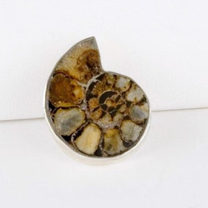 Ammonite Fossil Tie Tac in Sterling, Silver Lapel Pin, Silver Tie Tack image 1