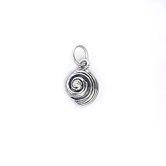 Tiny Spiral Seashell Sterling Silver Charm: 3D Mo… - image 2
