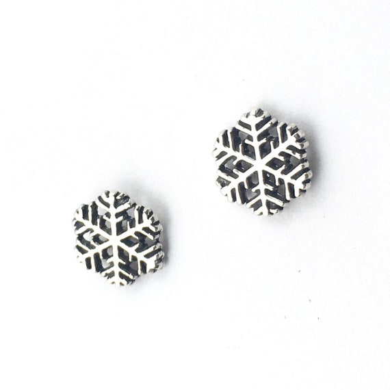 Small Snowflake Sterling Silver Post Earrings - image 1