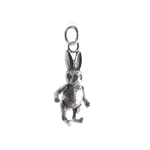 Dancing Rabbit Sterling Silver Charm, Articulated Charm, Moving Charm