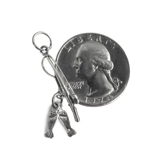Fishing Pole Sterling Silver Charm View 2